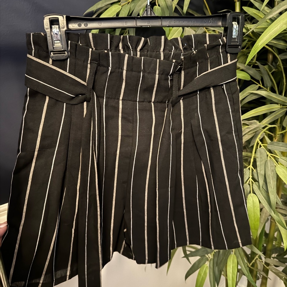 Blue Rain Black and White Striped Shorts